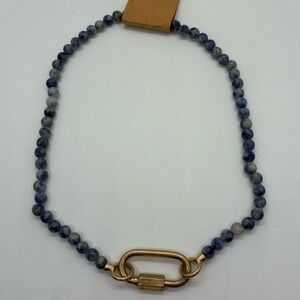 SODALITE BEADED CARABINER NECKLACE